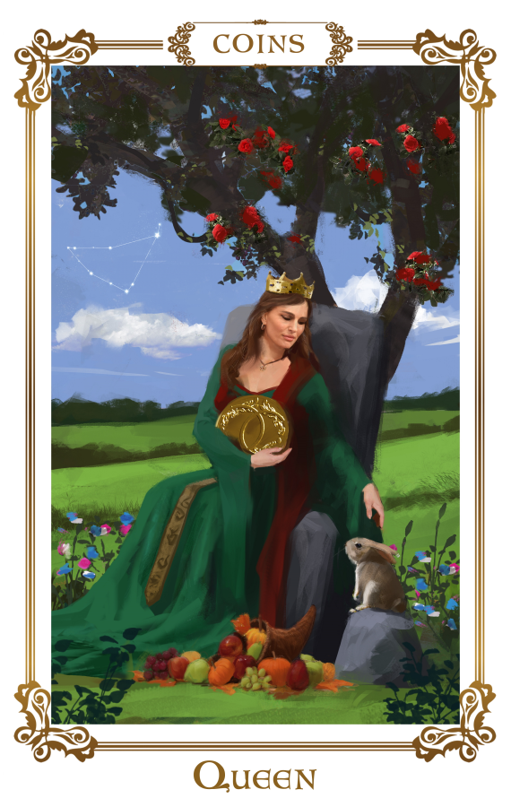 13 - Queen of Coins with horn of plenty rc large